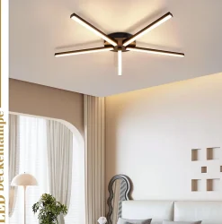 NETTLIFE plafonnier LED blanc chaud 24W noir 64,2 cm métal 3000K