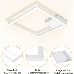 NETTLIFE plafonnier LED blanc 12W moderne 3000K blanc chaud