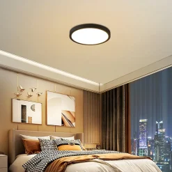 NETTLIFE Plafonnier LED Blanc Froid 15 W Noir Diamètre 22 cm Rond Plat IP44 Lampe Étanche Lampe de Couloir pour Salle de Bain