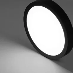 NETTLIFE Plafonnier LED Blanc Froid - 18 W Noir Diamètre 23 cm Rond Plat IP44 Lampe de Couloir Etanche