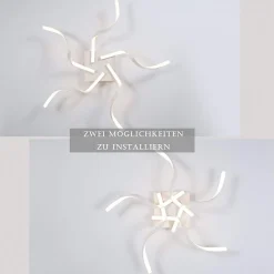 NETTLIFE Plafonnier LED Blanc Moderne Dimmable 65CM Lampe de Chambre Design en Forme de Vague 48W pour Salon Bureau Couloir