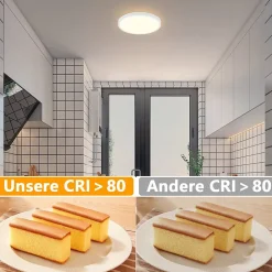 NETTLIFE Plafonnier LED chambre lampe plate 22cm 15W cuisine IP44 couloir ronde blanc chaud pour salle de bain