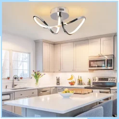 NETTLIFE Plafonnier LED chambre lampe de chambre moderne design chromé 12W intérieur 3000K blanc chaud