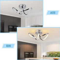 NETTLIFE Plafonnier LED chambre lampe de chambre moderne design chromé 12W intérieur 3000K blanc chaud