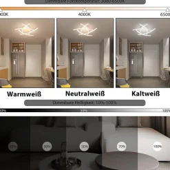 NETTLIFE Plafonnier LED Chambre Dimmable 32w Moderne Blanc Métal Avec Télécommande