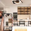 NETTLIFE Plafonnier LED Chambre Noir Lampe Dimmable 42 W Moderne Télécommande Carré Acrylique Plafonnier pour Salon Salle à Manger