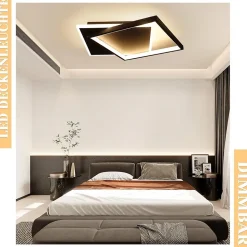 NETTLIFE Plafonnier LED Chambre Noir Lampe Dimmable 42 W Moderne Télécommande Carré Acrylique Plafonnier pour Salon Salle à Manger