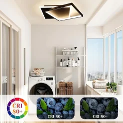 NETTLIFE Plafonnier LED Chambre Noir Lampe Dimmable 42 W Moderne Télécommande Carré Acrylique Plafonnier pour Salon Salle à Manger