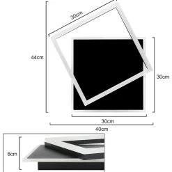 NETTLIFE Plafonnier LED Chambre Noir Lampe Dimmable 42 W Moderne Télécommande Carré Acrylique Plafonnier pour Salon Salle à Manger