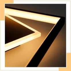 NETTLIFE Plafonnier LED Chambre Noir Lampe Dimmable 42 W Moderne Télécommande Carré Acrylique Plafonnier pour Salon Salle à Manger