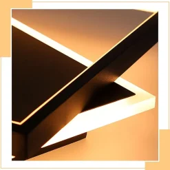 NETTLIFE Plafonnier LED Chambre Noir Lampe Dimmable 42 W Moderne Télécommande Carré Acrylique Plafonnier pour Salon Salle à Manger