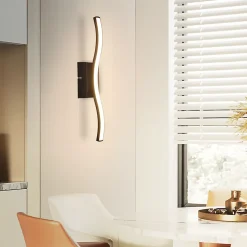 NETTLIFE Plafonnier LED chambre lampe de chambre moderne noir 6W design vague 3000K blanc chaud