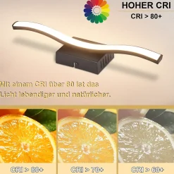 NETTLIFE Plafonnier LED chambre lampe de chambre moderne noir 6W design vague 3000K blanc chaud