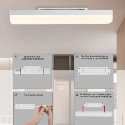 NETTLIFE Plafonnier LED Cuisine Long 40 cm Lumière du Jour 18 W Plafond Blanc Neutre pour Sous-Sol Couloir Bureau Garage Chambre