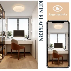 NETTLIFE Plafonnier LED ciel étoilé blanc chambre plafonnier 12W éclairage de plafond rond