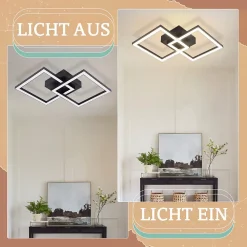 NETTLIFE Plafonnier LED Carré Noir 24 W 4 000 K Blanc Neutre Lampe De Cuisine Moderne