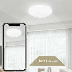 NETTLIFE Plafonnier LED chambre 30cm 6000K ciel étoilé rond 18W IP44 lampe de salle de bain pour salon chambre d'enfant cuisine