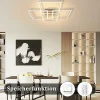NETTLIFE Plafonnier LED Chambre Argent Dimmable 64CM 36W Géométrique Salon avec Télécommande
