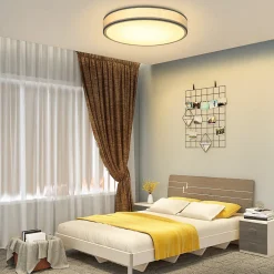 NETTLIFE Plafonnier LED Chambre Abat-jour en Tissu Moderne Rond 3000K 12W