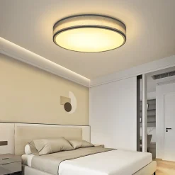 NETTLIFE Plafonnier LED Chambre Abat-jour en Tissu Moderne Rond 3000K 12W