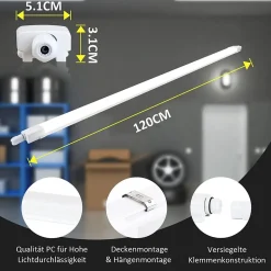 NETTLIFE plafonnier LED 120CM pour pièce humide 36W IP65 blanc neutre 4000K