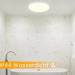 NETTLIFE Plafonnier LED Dimmable - 30x30 cm Lampe ronde plate IP44 Plafonnier étanche 20 W avec télécommande pour Salle de bain
