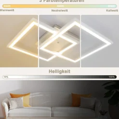 NETTLIFE Plafonnier LED de chambre à coucher, RVB, à changement de couleur, 35W, dimmable, avec télécommande