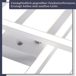 NETTLIFE Plafonnier LED Dimmable 50W Blanc avec Télécommande Design Moderne Salon Chambre Géométrique pour Cuisine Couloir