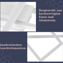 NETTLIFE Plafonnier LED Dimmable 50W Blanc avec Télécommande Design Moderne Salon Chambre Géométrique pour Cuisine Couloir