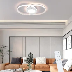 NETTLIFE Plafonnier LED Dimmable avec Télécommande 48W de Salon Blanc Design Chambre Lampe de Moderne pour Cuisine Bureau