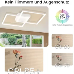 NETTLIFE Plafonnier LED Dimmable Salon Design Moderne avec Télécommande 52W Lampe de Cuisine Chambre pour Salle à Manger Cuisine