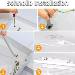 NETTLIFE Plafonnier LED Dimmable Salon Design Moderne avec Télécommande 52W Lampe de Cuisine Chambre pour Salle à Manger Cuisine