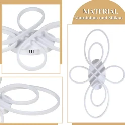 NETTLIFE Plafonnier LED Dimmable 80 cm Blanc 78 W Salon Design Moderne avec Télécommande Idéal pour Salle à Manger Bureau Cuisine