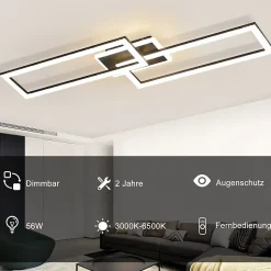 NETTLIFE plafonnier LED dimmable design moderne 56W noir