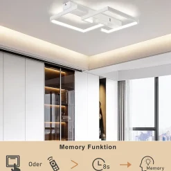 NETTLIFE Plafonnier LED Dimmable avec Télécommande 45 W 60 cm Lampe en Métal Lampe Design Moderne pour Salle à Manger Cuisine
