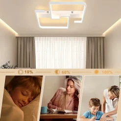 NETTLIFE Plafonnier LED Dimmable avec Télécommande 45 W 60 cm Lampe en Métal Lampe Design Moderne pour Salle à Manger Cuisine