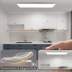 NETTLIFE Plafonnier LED dimmable 100x25 cm panneau de plafond plat long avec télécommande grand blanc 24W