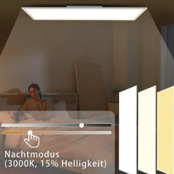 NETTLIFE Plafonnier LED dimmable 100x25 cm panneau de plafond plat long avec télécommande grand blanc 24W