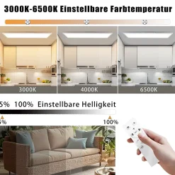 NETTLIFE Plafonnier LED dimmable 100x25 cm panneau de plafond plat long avec télécommande grand blanc 24W