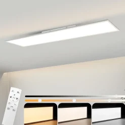 NETTLIFE Plafonnier LED dimmable 100x25 cm panneau de plafond plat long avec télécommande grand blanc 24W