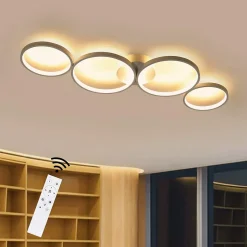 NETTLIFE Plafonnier LED Dimmable 55W Anneau Rond Blanc Moderne avec Télécommande 88cm pour Chambre Salon Bureau Cuisine