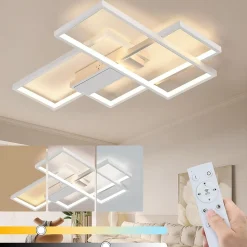 NETTLIFE Plafonnier LED Dimmable Moderne Lampe de salon Plafonnier blanc 65W