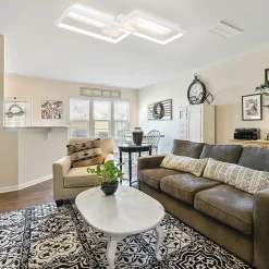 NETTLIFE Plafonnier LED Dimmable avec Télécommande 40W Métal Blanc Lampe de Cuisine Design Moderne pour Salle à Manger Salon