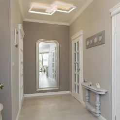 NETTLIFE Plafonnier LED Dimmable avec Télécommande 40W Métal Blanc Lampe de Cuisine Design Moderne pour Salle à Manger Salon