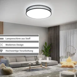 NETTLIFE Plafonnier LED Gris 38W Rond Moderne Dimmable avec Télécommande Lampe de avec Abat-Jour en Tissu Lampe de Couloir pour