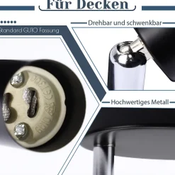 NETTLIFE Plafonnier LED GU10 -2 Spots de Plafond Ronde Moderne Spots de Plafond pour Chambre Salon - sans Ampoule Noir