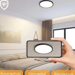 NETTLIFE Plafonnier LED IP44 Salle de Bain 22cm Noir, Lampe de Plafond Ultra Mince 18W 3000K Blanc Chaud, Design Losange