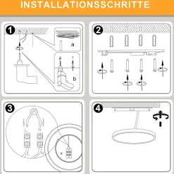 NETTLIFE Plafonnier LED IP44 Salle de Bain 22cm Noir, Lampe de Plafond Ultra Mince 18W 3000K Blanc Chaud, Design Losange