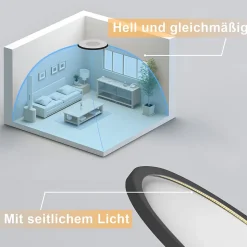 NETTLIFE Plafonnier LED IP44 Salle de Bain 22cm Noir, Lampe de Plafond Ultra Mince 18W 3000K Blanc Chaud, Design Losange