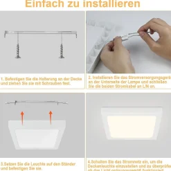 NETTLIFE Plafonnier LED 4000K 18W Blanc 23CM IP44 Lampe de Salle de Bain Lampe Moderne Carré Blanc Neutre Étanche pour Bureau